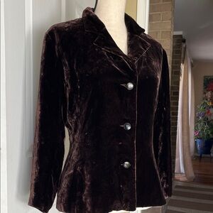 Saks Fifth Avenue Dark Brown Velvet Blazer, vintage Gordon Henderson, size 6